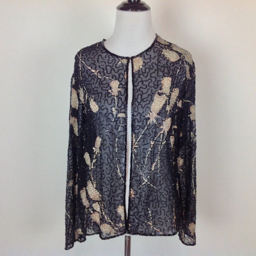 Vintage JMD Glam Beaded Cardigan Top Womens MP